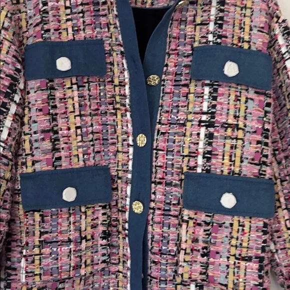 NWT Endless Rose Pink and Blue Tweed jacket size small - looks so Chanel - Picture 6 of 11